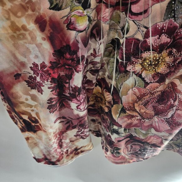 Roz and Ali Multipattern Boho Embroidered Beaded 3/4 Sleeves Shirt Size XL - Picture 12 of 15